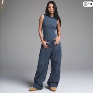 SKIMS Outdoor Woven Wide Leg Pant Indigo XXS NWT